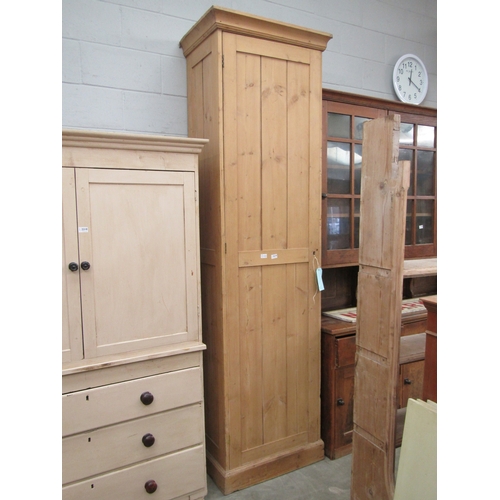 2219 - A Victorian pine full height cupboard, formerly a First Aid cupboard from Stafford Railway 256t x 74... 