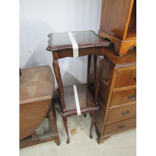 2271 - A burr walnut single drawer side table and two glass top side tables