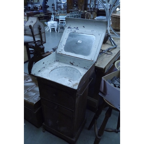 2025 - A Victorian scumbled painted metal washstand with mirror to interior       (R) £30 (Meadow)