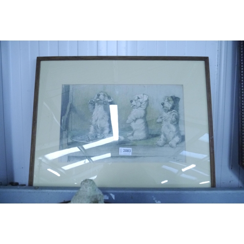 2083 - A framed and glazed Cecil Aldin print of terrier pups begging