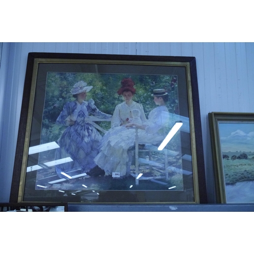 2092 - An impressionist print of three ladies taking tea          (R) £10