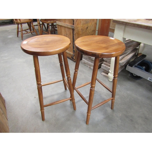 2222 - Two highback bar stools and two circular seated high stools (4)