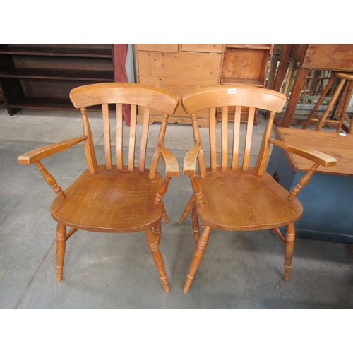 2231 - Two beech carver chairs