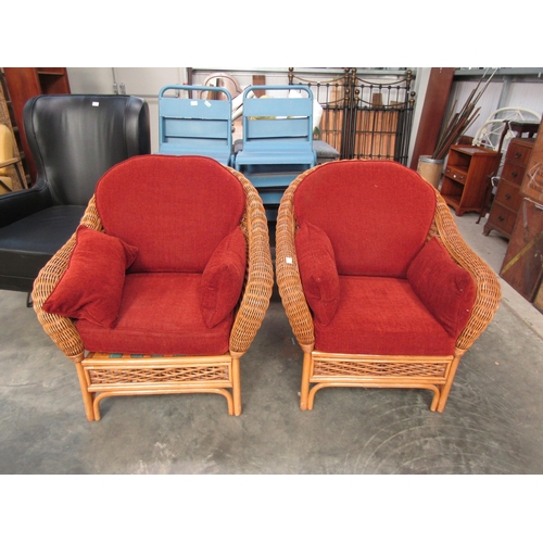 2260 - A pair of Wicker conservatory armchairs