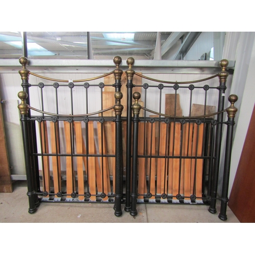 2265 - A pair of Victorian style brass and iron single bed frames