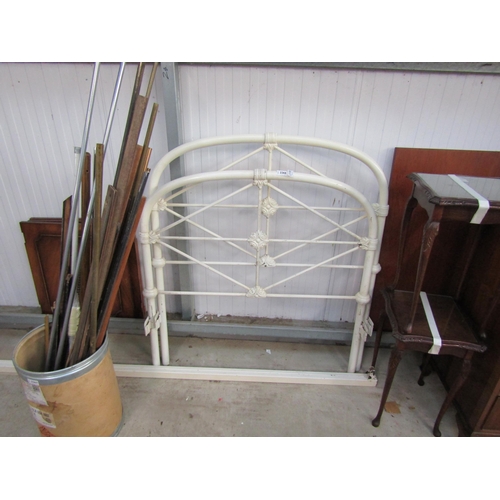 2268 - A white painted metal frame single bed with side irons, 110cm tall x 200cm long x 97cm wide