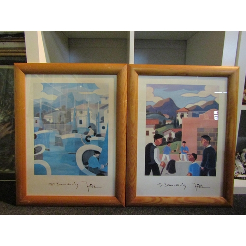 1426 - Fiez: Four signed prints of St Jean-de-luz town scenes and harbour scenes, framed and glazed, 35cm x... 