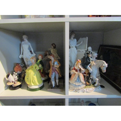 1429 - Assorted ceramic figures including man on horseback, ladies, birds, etc., some a/f         (E) £10-1... 