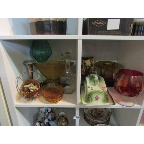 1448 - A collection of items, mainly glass to include Art Deco vase, basket, oversized vase, etc.