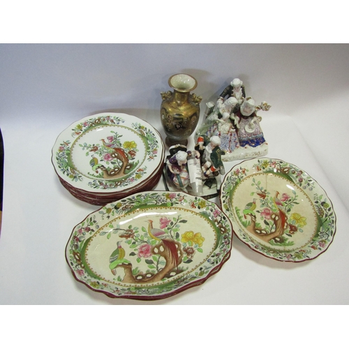 1452 - A quantity of Spode dinner wares retailed by Waring & Gillows together with a Japanese vase and cont... 