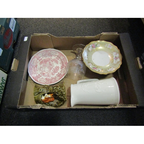 1469 - Three boxes of mixed ceramics to include a French cake stand, etc.