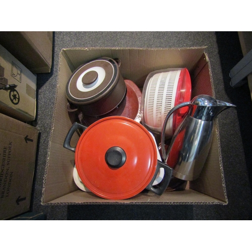 1478 - Two boxes of cooking related items including casserole dishes, Zyliss salad spinner etc