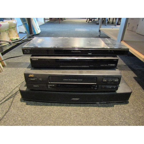 1482 - A box containing Bose Solo TV sound system, Hamax Freeview box, Panasonic video recorder and Panason... 