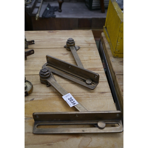 2036 - Two fine quality bronze door/window openers hinges       (R) £15