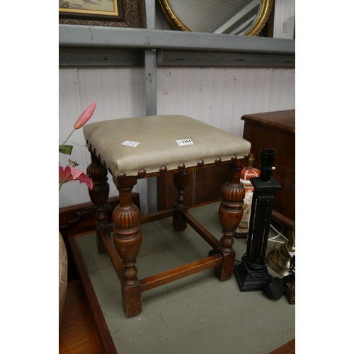 2284 - An poak stool and a pine bedside chest