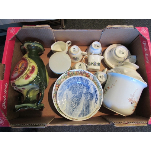 1167 - Two boxes of mixed ceramics including Aynsley, Royal Crown Derby, Spode, Royal Albert, Wedgwood, Dav... 