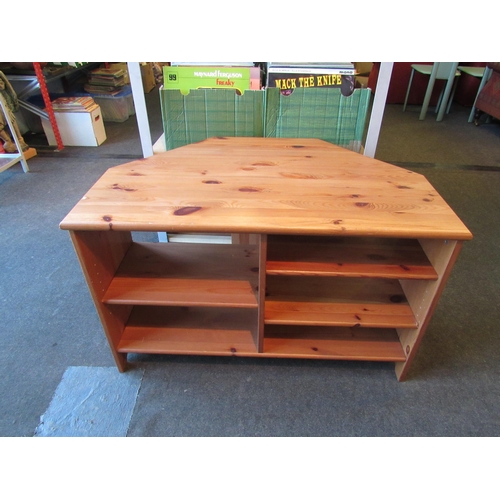 1222 - A pine corner TV unit, 61cm tall x 100cm wide x 63cm deep