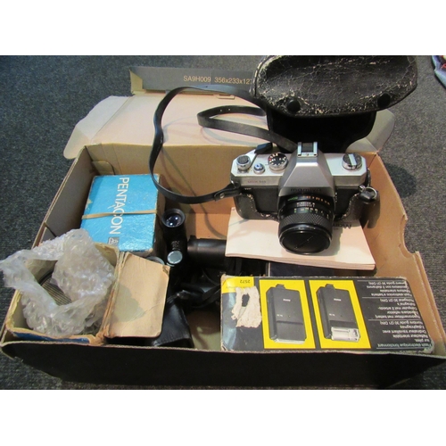 1260 - A selection of cameras and opticals including Mamiya MSX500 SLR, Pentax and Carl Zeiss binoculars a/... 