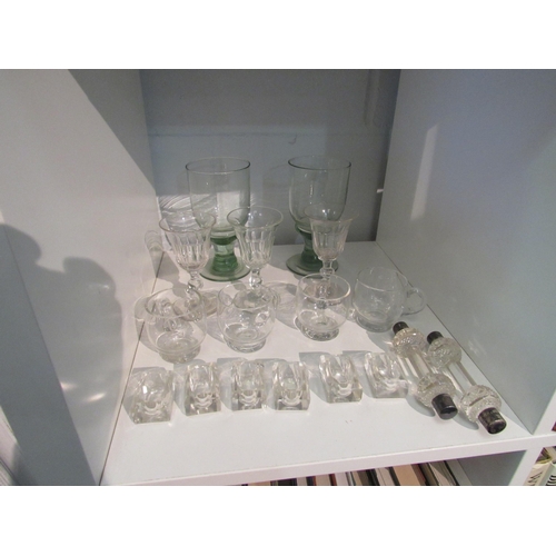 1396 - Mixed 19th Century and later glass including wine, sherry, custard cups, salts and knife rests