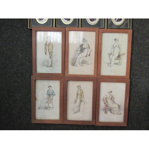 1399 - Four silhouettes, framed and glazed, and a set of six fashion pictures, framed and glazed (10)