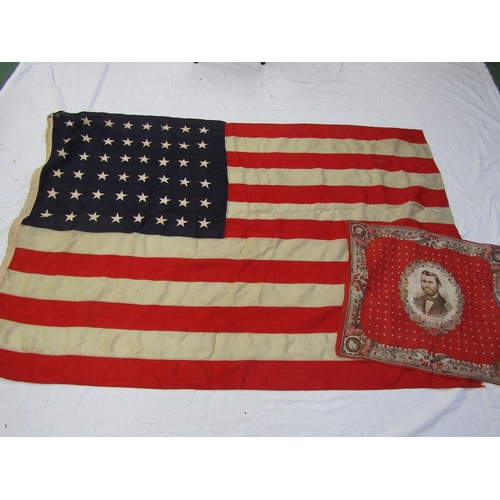 8184 - A General E Grant cotton bandana small area a/f together with a vintage linen Stars & Stripes Americ... 