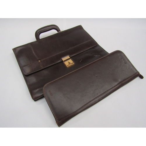 8188 - A Bally brown leather satchel/attaché case together with leather tie case made from Tuscany leather