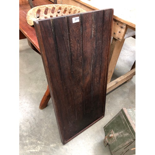 2019 - A teak draining board 45 x 91cm