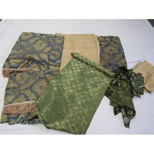 8025 - Four yards approx of 19th Century green and silk brocade with gold thread, griffin design,  possibly... 