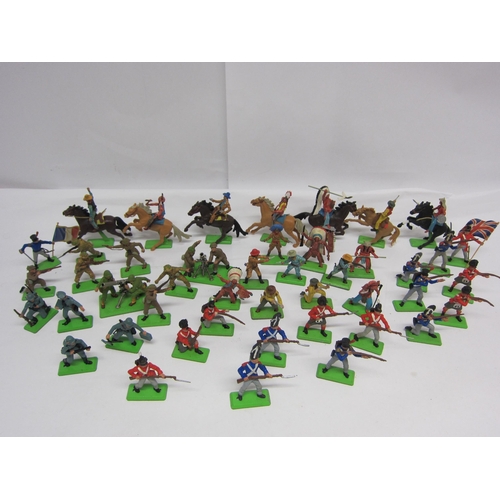 8374 - A collection of Britains Deetail plastic figures including British and French Infantry, cowboys and ... 