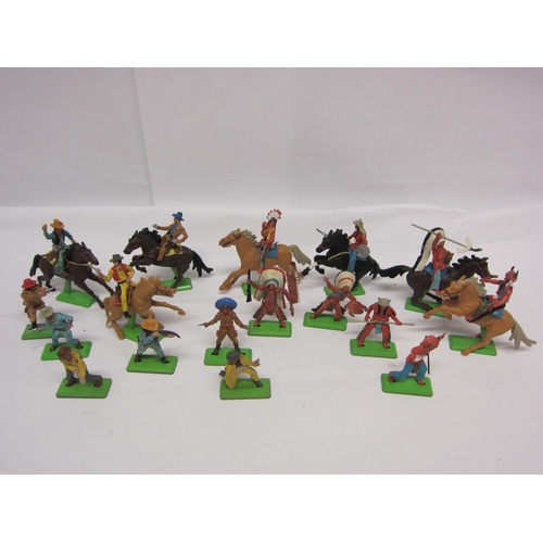 8374 - A collection of Britains Deetail plastic figures including British and French Infantry, cowboys and ... 