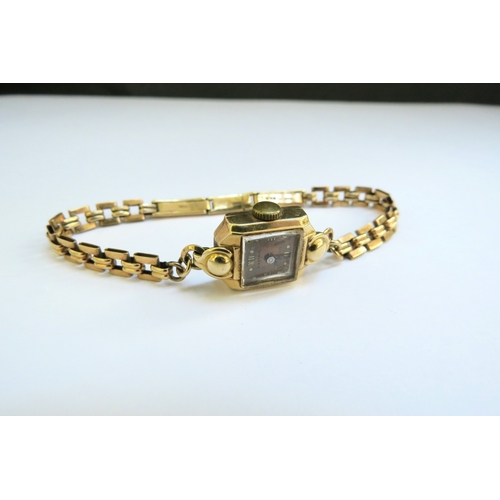 9333 - A 14ct gold cased wristwatch with a 9ct gold bracelet strap, 12.1g total