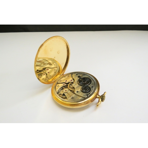 9272 - An 18ct gold fob watch retailed by Windsor and Bishop, no glass, 49.2g total