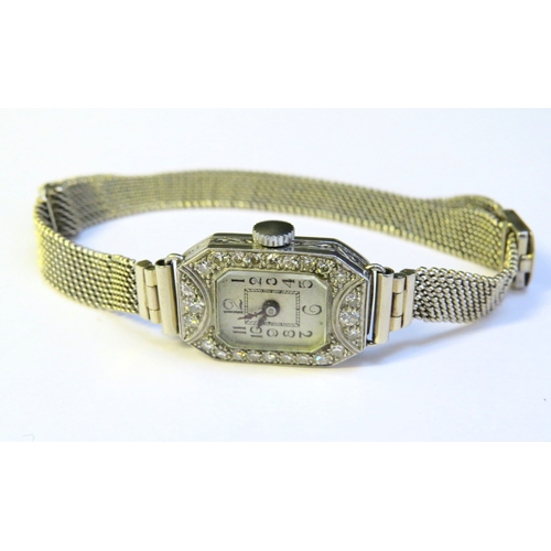 9159 - A diamond set cocktail watch with Chaincraft adjustable strap, clasp stamped 9ct white gold, 18.3g w... 