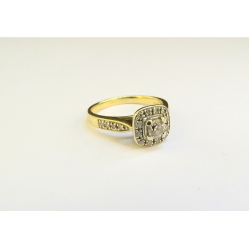 9173 - A diamond cluster ring, the central diamond 0.20ct approx framed by diamonds in square mount with di... 