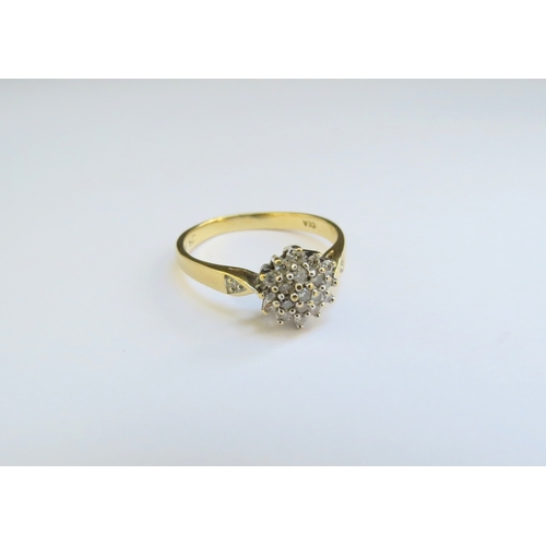 9346 - An 18ct gold diamond cluster ring. Size O/P, 3.3g  (C)