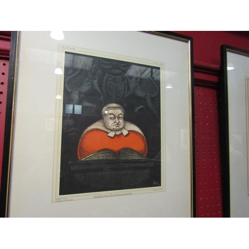 4028 - A set of nine framed and glazed prints of legal caricatures by Knapp for the Law Journal 1924/5, Vis... 