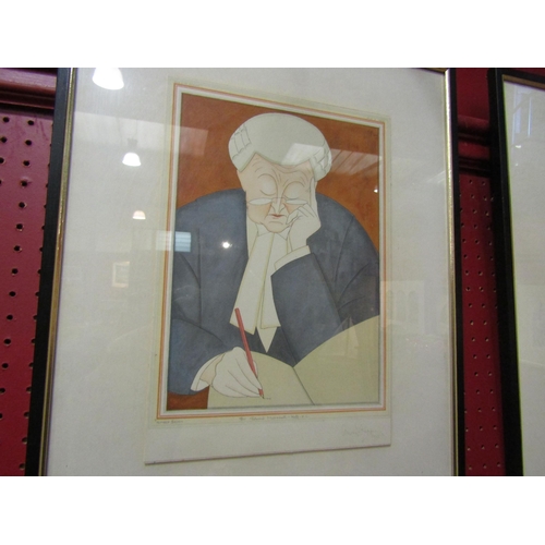 4028 - A set of nine framed and glazed prints of legal caricatures by Knapp for the Law Journal 1924/5, Vis... 