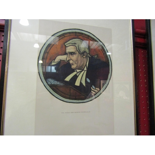 4028 - A set of nine framed and glazed prints of legal caricatures by Knapp for the Law Journal 1924/5, Vis... 