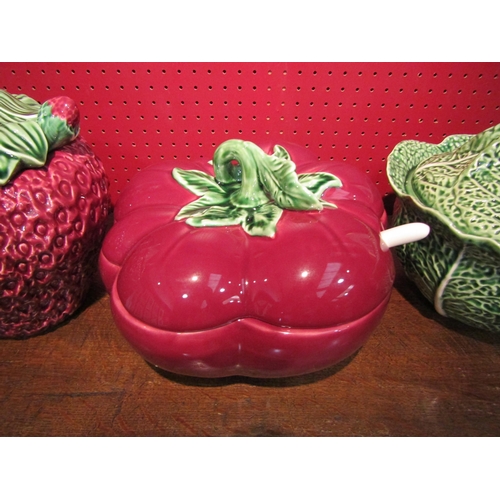 4041 - Three soup tureens of fruit/vegetable form, all with ladles