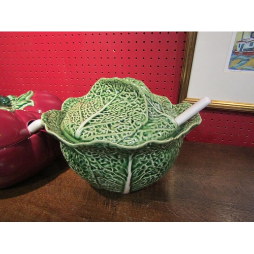 4041 - Three soup tureens of fruit/vegetable form, all with ladles