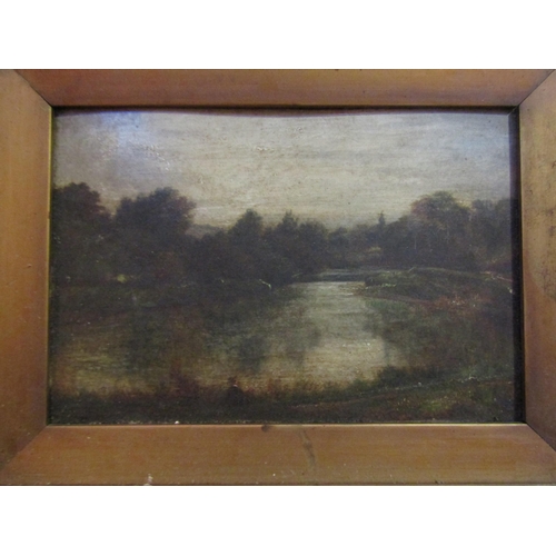 4051 - A 19th Century landscape oil on board in gilt frame (frame a/f) 18cm x 27cm image size