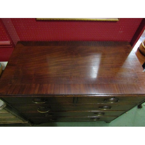 4059 - A Circa 1860 crossbanded flame mahogany chest of two short over three graduating long drawers and sh... 