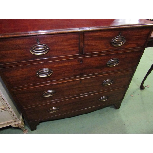 4059 - A Circa 1860 crossbanded flame mahogany chest of two short over three graduating long drawers and sh... 