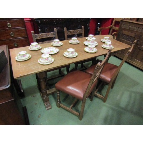 4066 - An Old Charm style refectory dining table, 75cm tall x 168cm long x 70cm wide, and four chairs with ... 