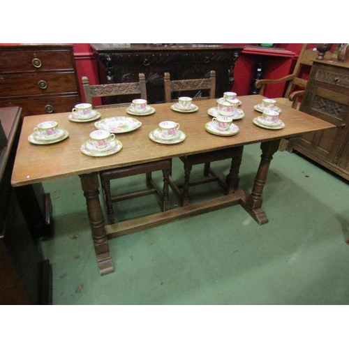 4066 - An Old Charm style refectory dining table, 75cm tall x 168cm long x 70cm wide, and four chairs with ... 