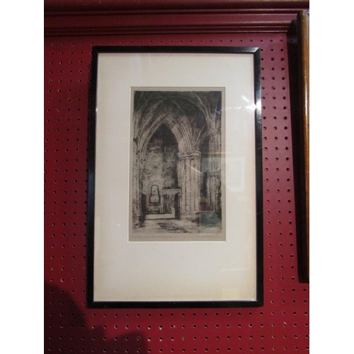 4082 - A Hugh Harmwood Banner etching of Carlisle Cathedral, pencil signed and titled, framed and glazed, 2... 