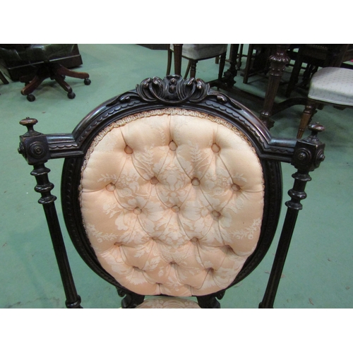 4094 - A Circa 1850 button back carved walnut open armchair with reeded columns and finial decoration the b... 