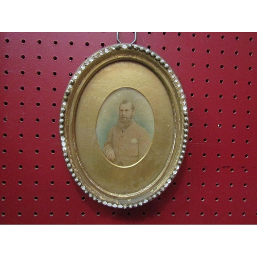 4106 - A miniature portrait of bearded gentleman, gilt framed and glazed, 10cm x 7cm image size