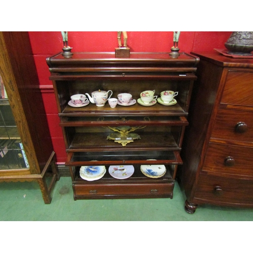 4127 - A pair of Globe Wernicke glass fronted bookcases, three sections with drawer beneath, each 118cm tal... 