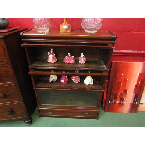 4127 - A pair of Globe Wernicke glass fronted bookcases, three sections with drawer beneath, each 118cm tal... 